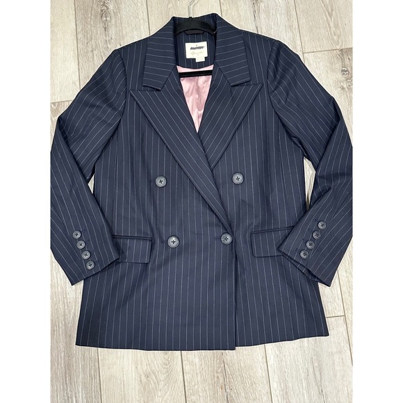 Kate Spade Women's 6 Pinstripe Wool Double Breasted Blazer Jacket - Picture 1 of 6